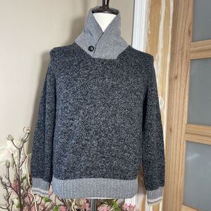 ZARA Man Classic Sport Beige Shawl Collar Wool Blend Sweater Sz Medium Pullover